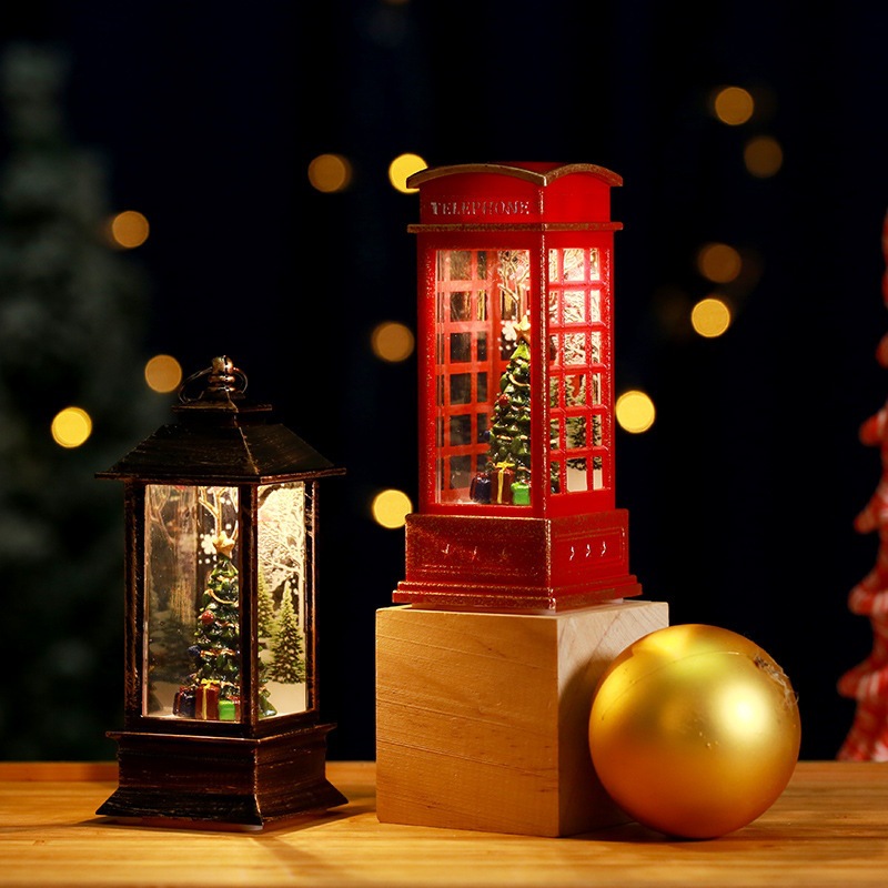 Christmas Luminous telephone booth ornament