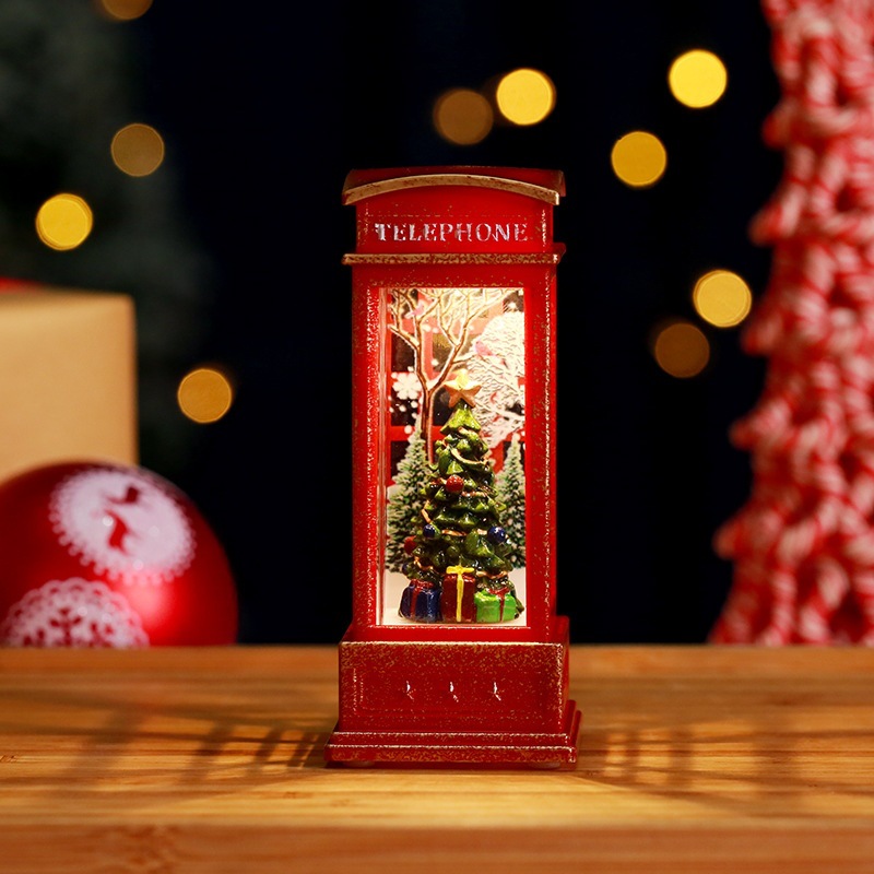 Christmas Luminous telephone booth ornament