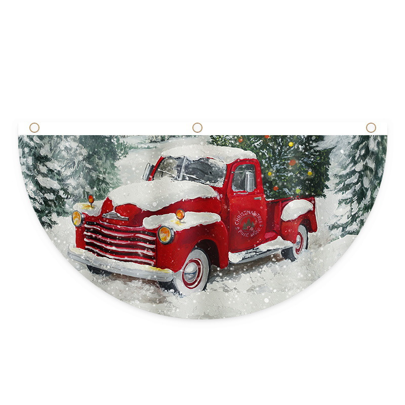 Christmas Fan-Shaped flag