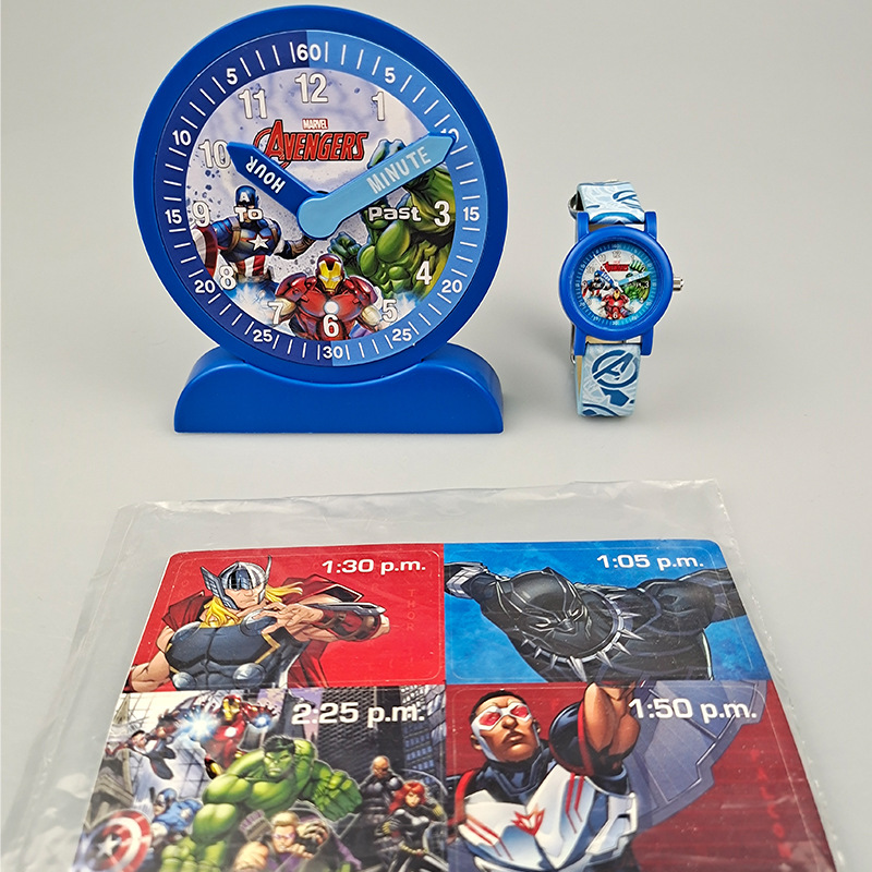 Electronic watch and clock two-piece set