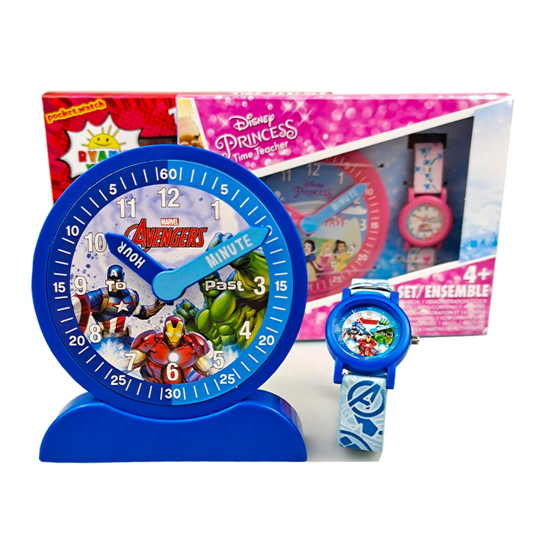 Electronic watch and clock two-piece set