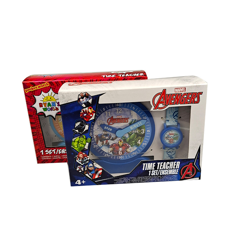 Electronic watch and clock two-piece set