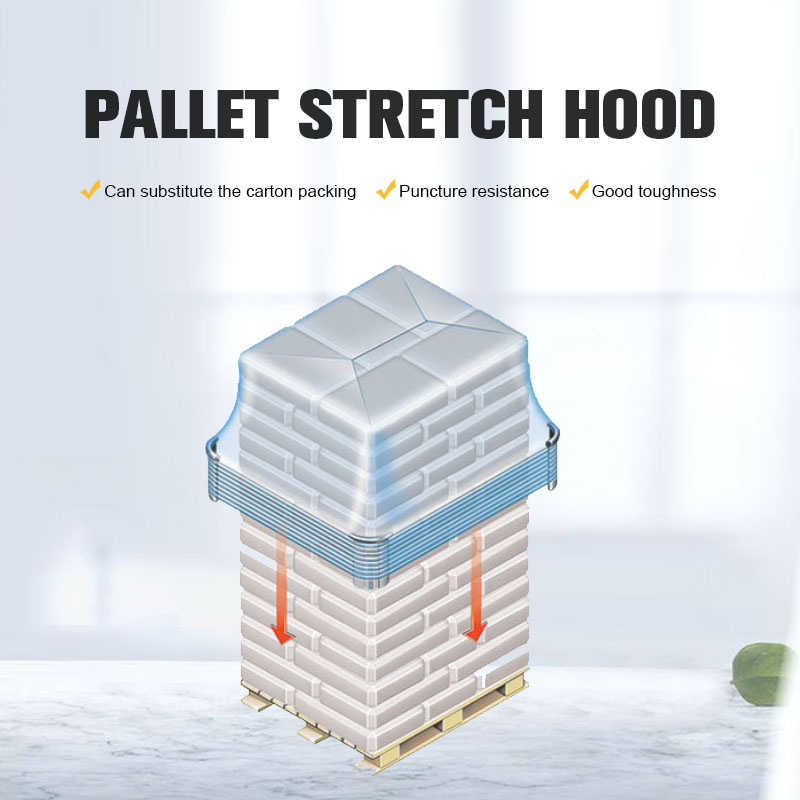 Rollo de plástico de envoltura de película de capó elástico de plástico para embalaje de paletas