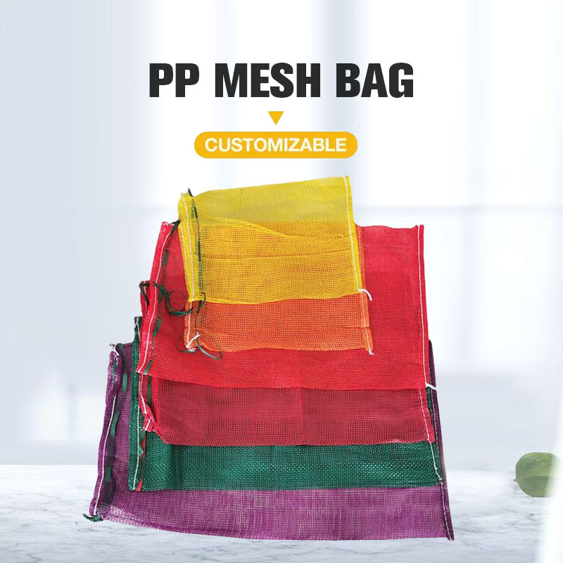 Bolsas de malla tejidas PP para embalaje de verduras, cebolla, patata y ajo