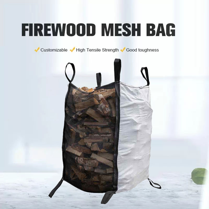 Bolsa grande Jumbo ventilada para almacenamiento de leña, transpirable, grande
