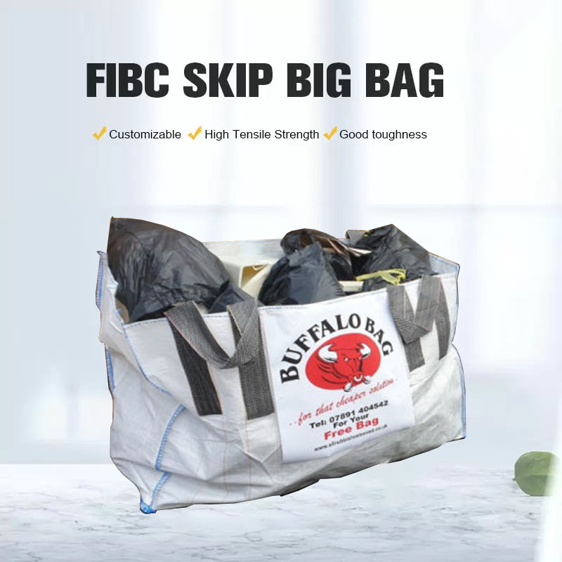 Bolsa a granel tejida de polipropileno para residuos de construcción, contenedor de basura para jardín