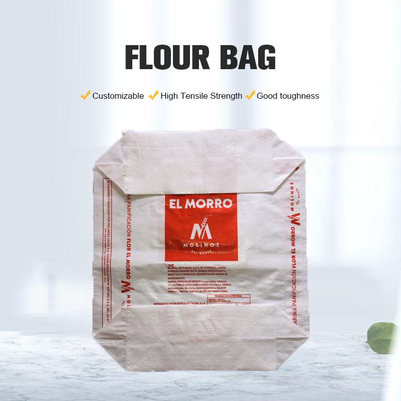 Bolsa de válvula de harina blanca tejida PP para llenar con fondo de bloque