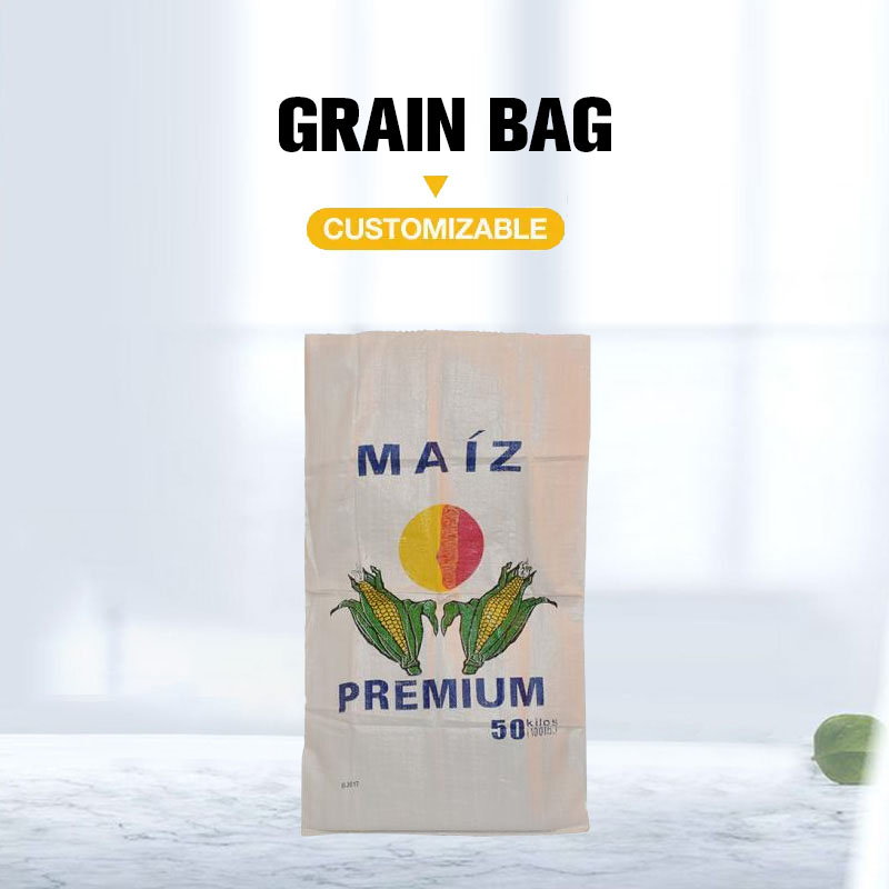 Saco tejido de PP laminado liso para agricultura de maíz en grano