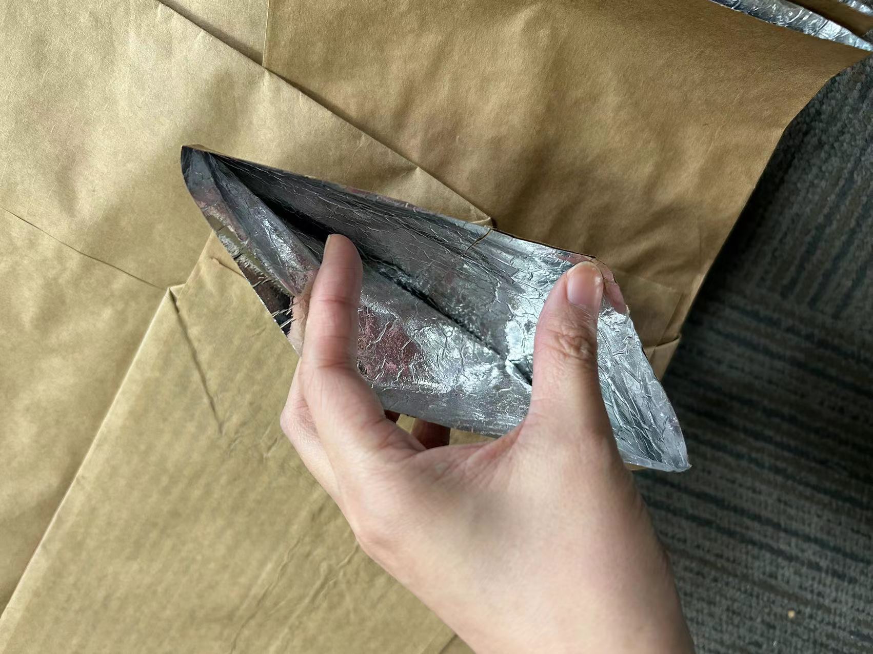  Bolsa de válvula de papel kraft con interior de aluminio para envasado de té