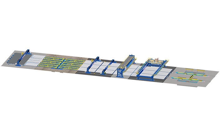 Ligne de production de panneaux plats pour la construction navale