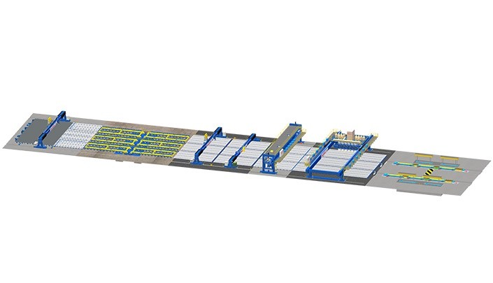 Ligne de production de panneaux plats pour la construction navale