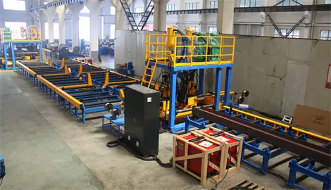 Ligne de production horizontale de poutres en H