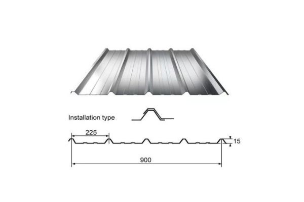YX15-225-900A(tipo T)/Color recubierto de chapa de acero corrugado /PPGI Hoja de acero para techos de tejas