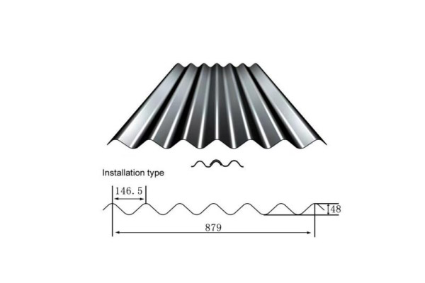 YX48-146.5-879 /Color recubierto de chapa de acero corrugado /PPGI Hoja de acero para techos de tejas