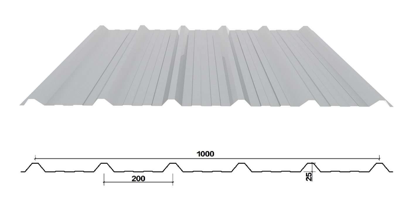 YX25-200-1000 /Color recubierto de chapa de acero corrugado /PPGI hoja de acero para techos de tejas