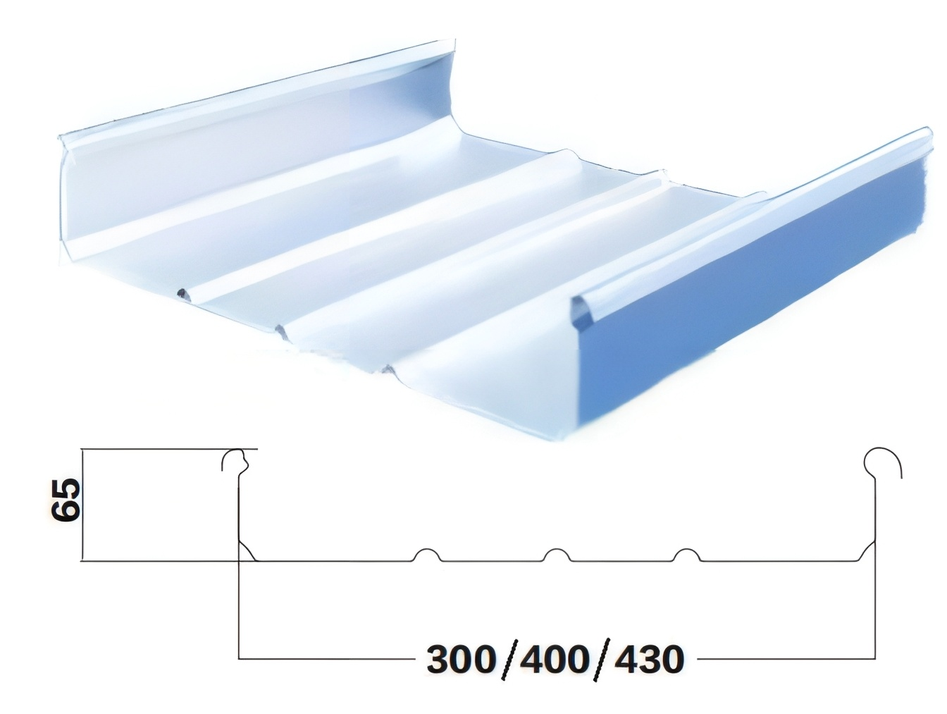 YX65-300/400/430 /Color recubierto de chapa de acero corrugado /PPGI Hoja de acero para techos de tejas