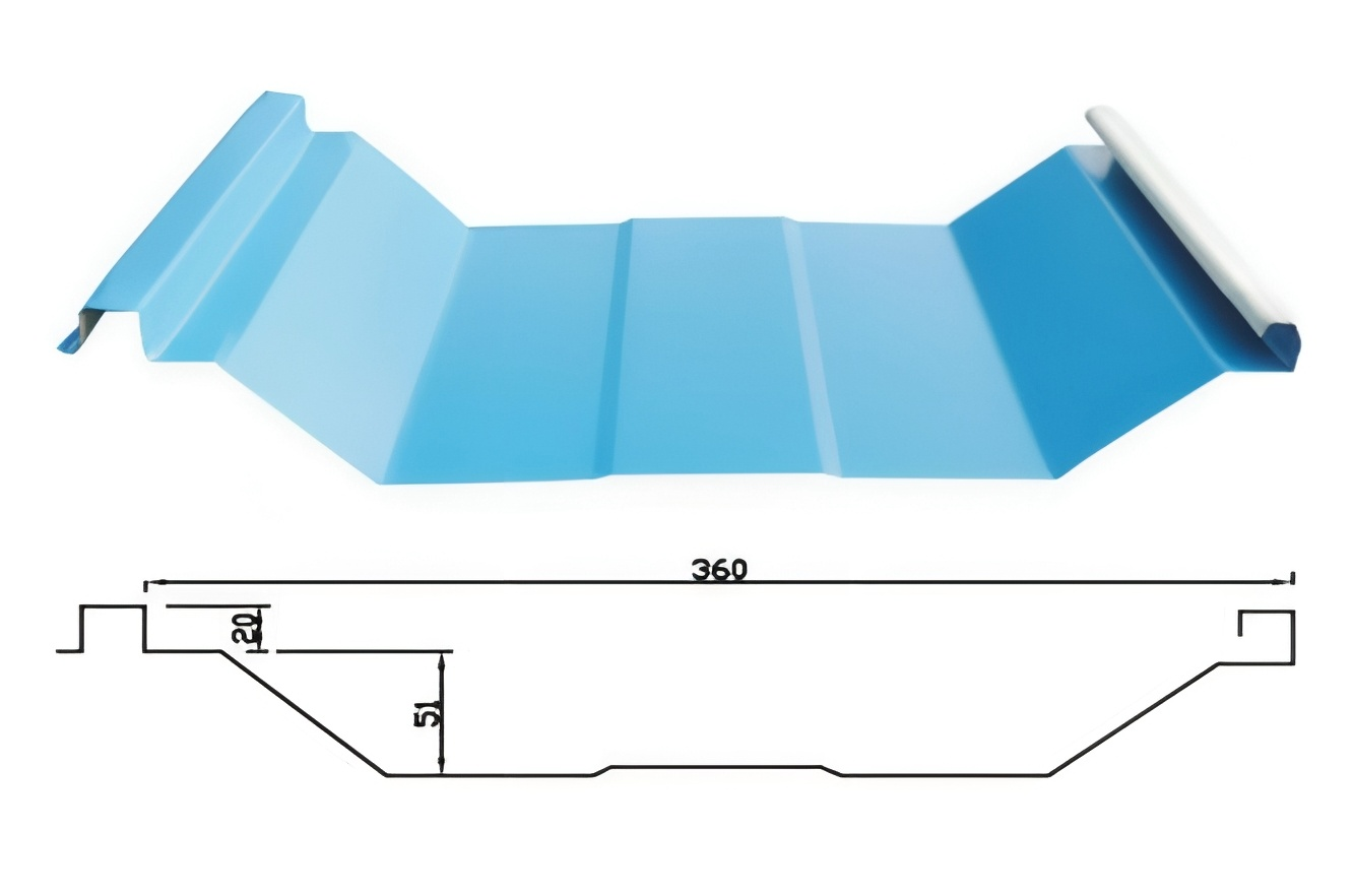 YX51-360 /Color recubierto de chapa de acero corrugado /PPGI hoja de acero para techos de tejas