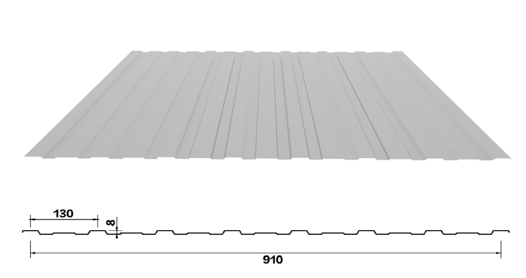 YX8-130-910 /Color recubierto de chapa de acero corrugado /PPGI hoja de acero para techos de tejas