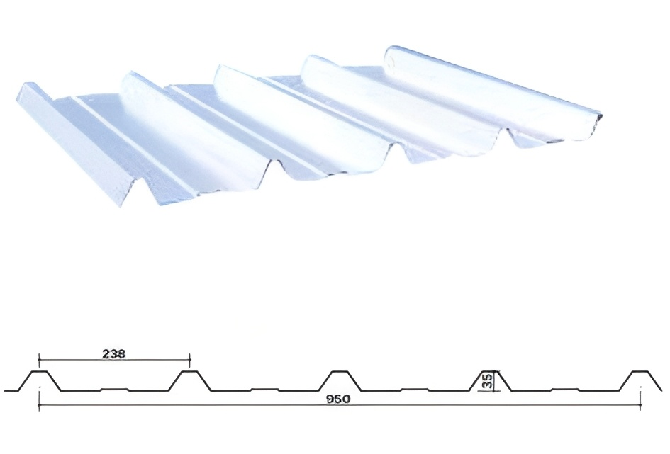 YX35-238-950 /Color recubierto de chapa de acero corrugado /PPGI hoja de acero para techos de tejas