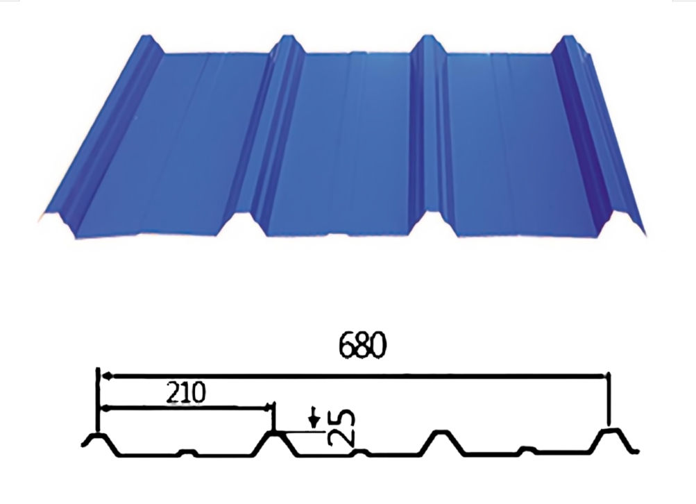 YX25-210-680 /Color recubierto de chapa de acero corrugado /PPGI hoja de acero para techos de tejas