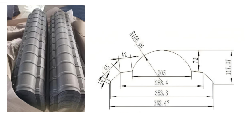 R117.07-205-362.47(Ridge) /Color Coated Corrugated steel sheet /PPGI Hoja de acero para tejas