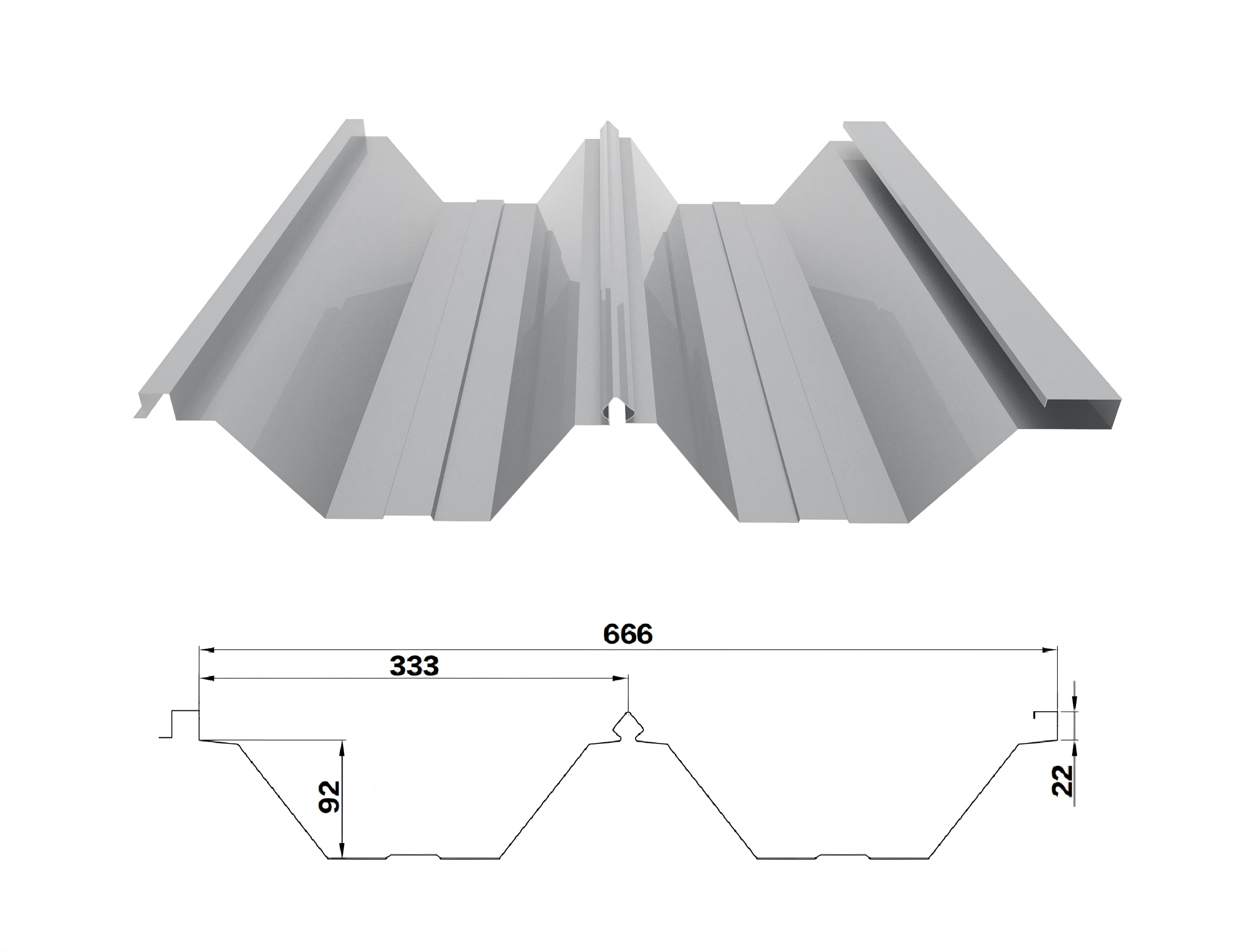 YX114-333-666 /Color recubierto de chapa de acero corrugado /PPGI Hoja de acero para techos de tejas