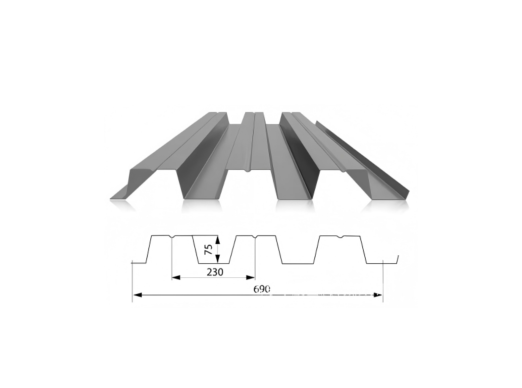 TD75-230-690 /Piso Abierto /Piso Deck /Lámina Perfilada /Piso Metálico