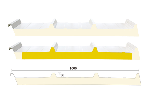Panel sándwich de lana de roca con sellado de bordes de poliuretano