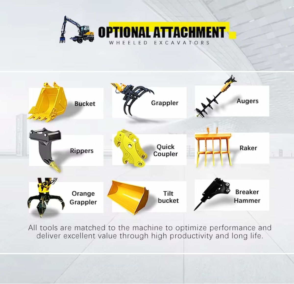 wheeled excavator attachments