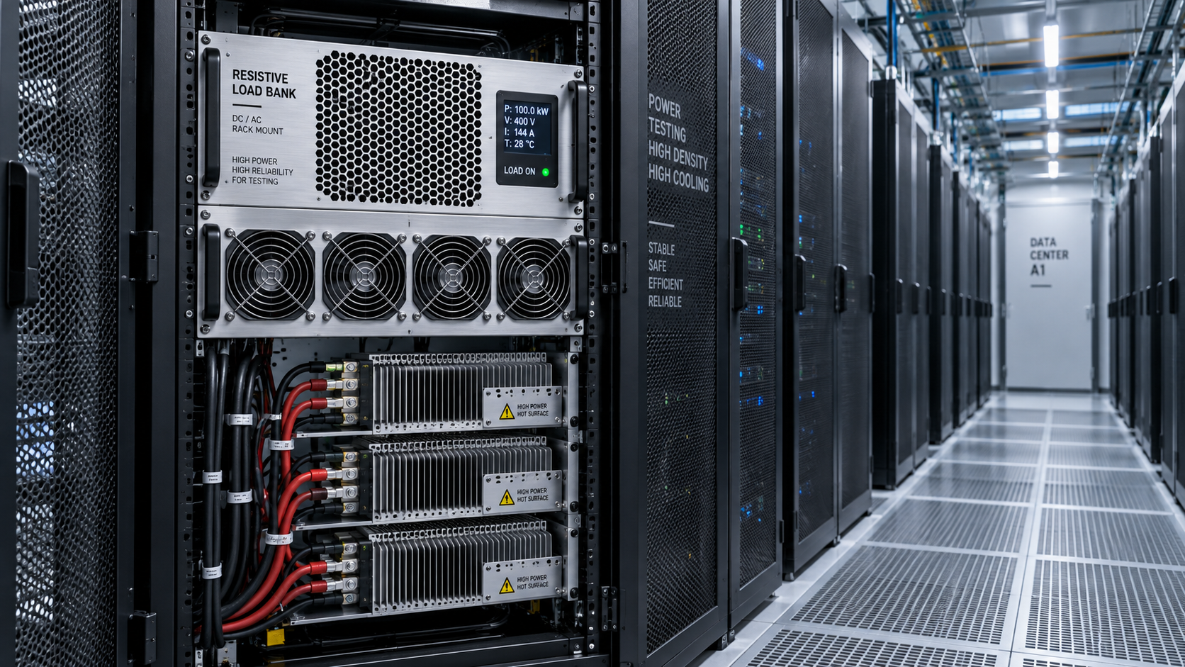 Dimensionamiento de bancos de carga montados en rack según la densidad de los racks y el flujo de aire del centro de datos