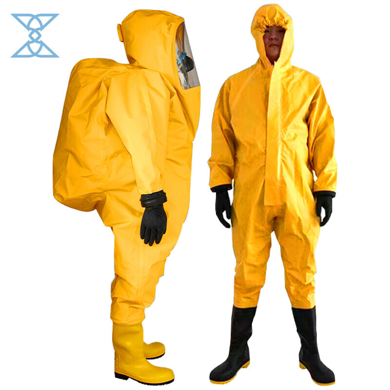 Fully Enclosed Chemical Protective Suit - Heavy-Duty PVC Material