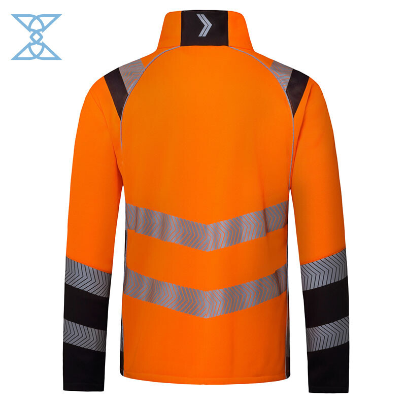Fluorescent Orange Reflective Stripes Long Sleeve Zip-Up Jacket