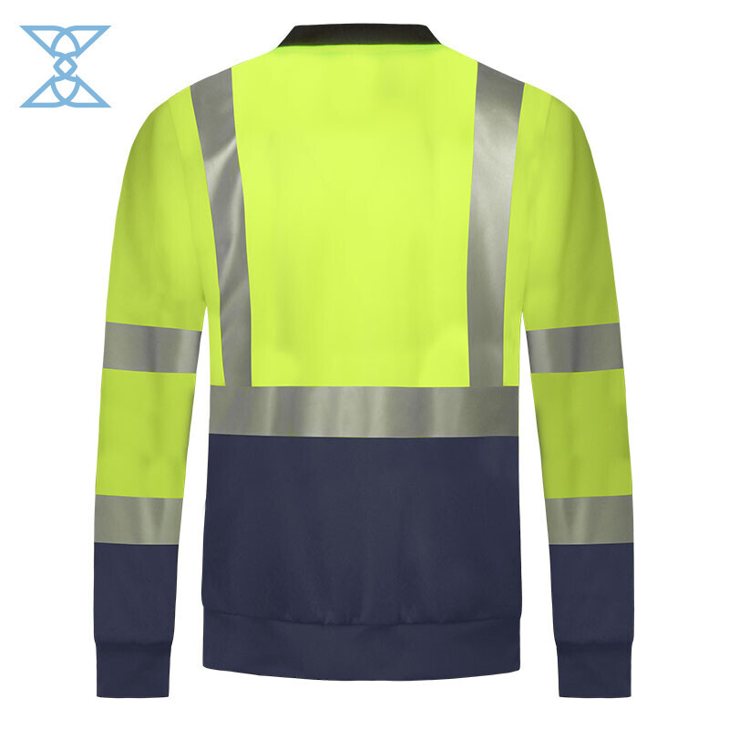 High Visibility Fluorescent Colorblock Reflective Long Sleeve Sweatshirt