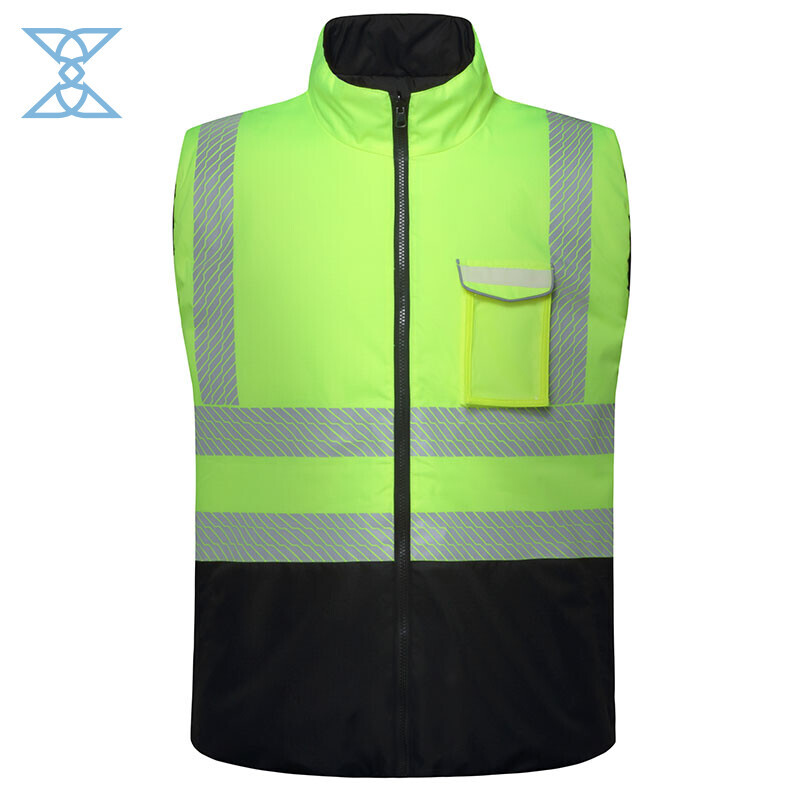 High-Visibility Reflective Safety Vest with Zipper Closure for Workwear