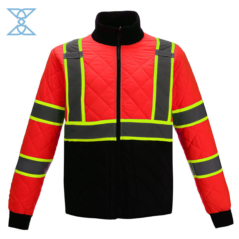 Winter Quilted 2 Color Tone Safety Reflective Tape Safety Jackets