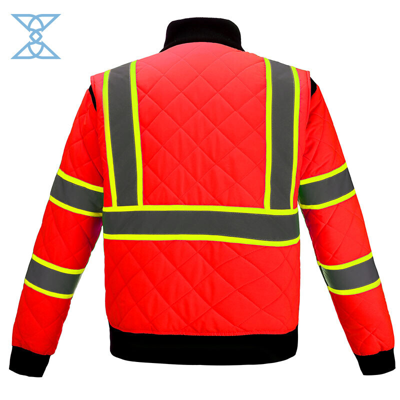 Winter Quilted 2 Color Tone Safety Reflective Tape Safety Jackets