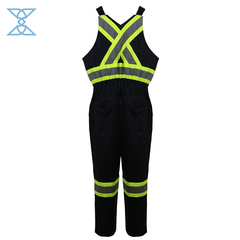 High Visibility Fluorescent Yellow and Black Safety Bib Pants