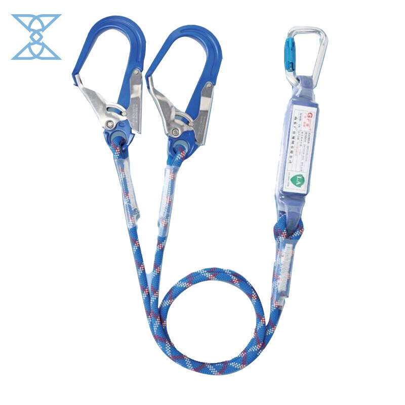 Twin Support Elastic Fall Arrest Lanyard with Aluminum Hooks