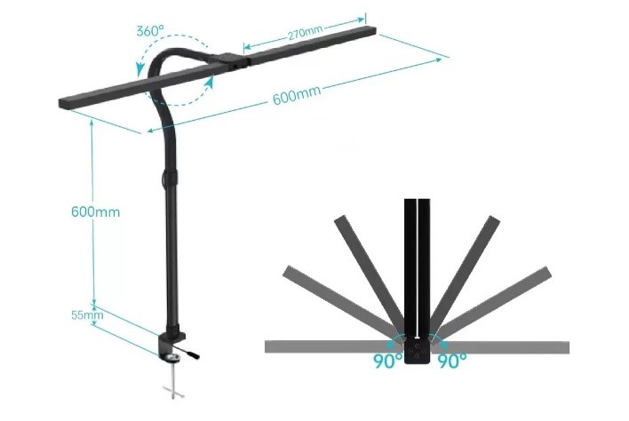 KT209D-2  60cm Dual Heads Desk Lamp