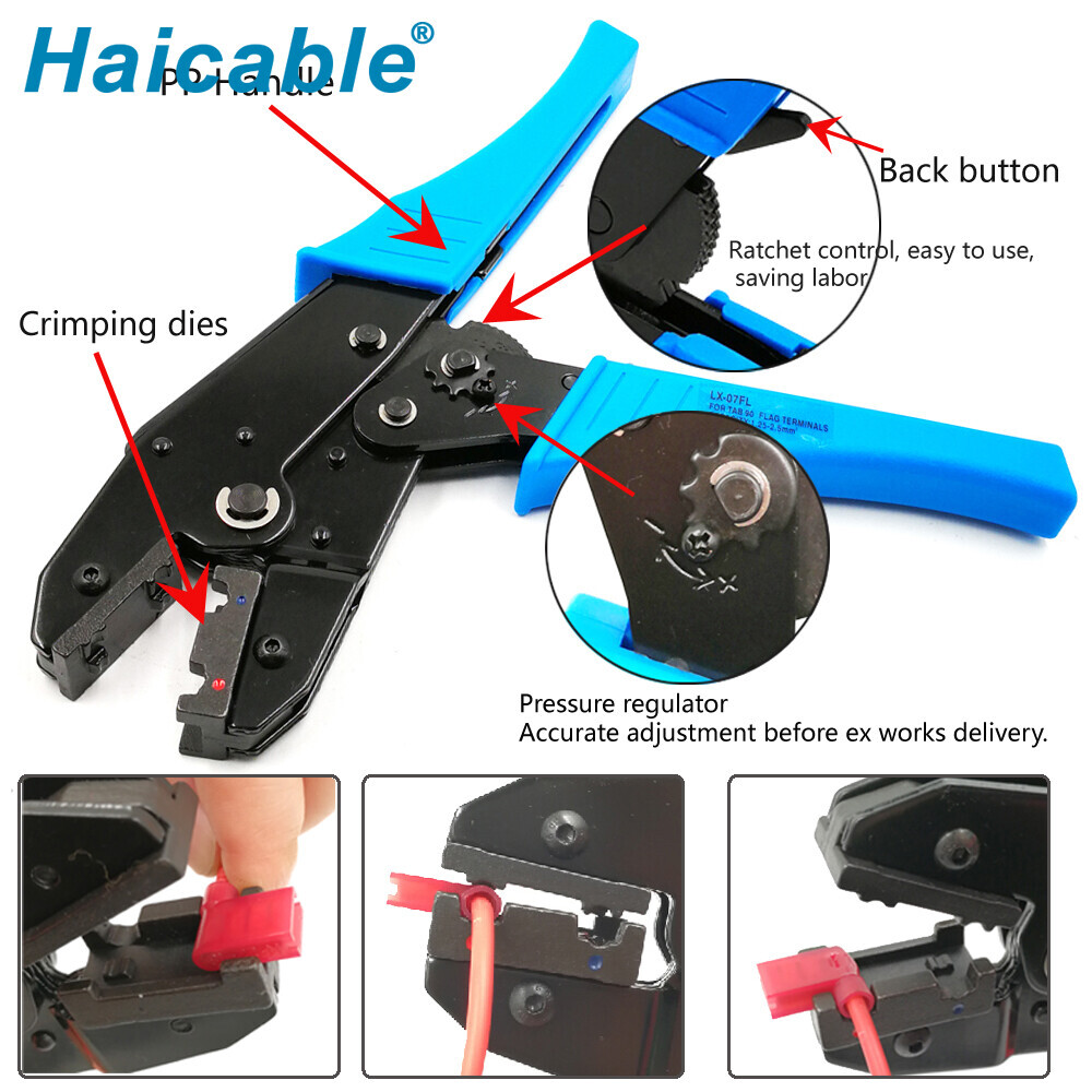 Outils de sertissage pour bornes à drapeau isolées à 90° LX-07FL