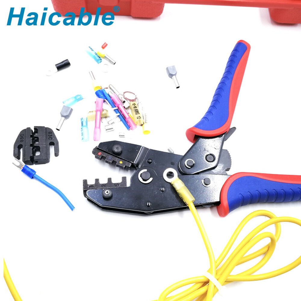 KIT-03C Pince à main pour fils et câbles avec matrices interchangeables et jeu d'outils de sertissage de bornes