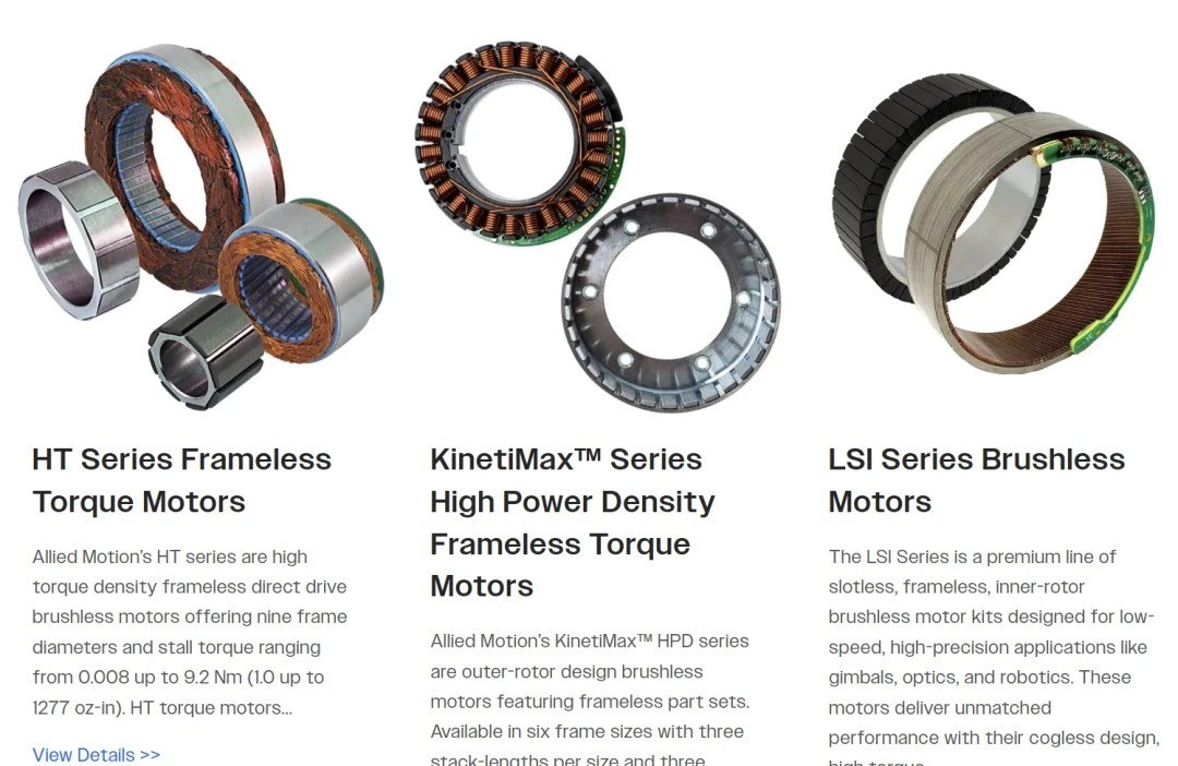 Allied Motion frameless torque motor Allied Motion frameless torque motor