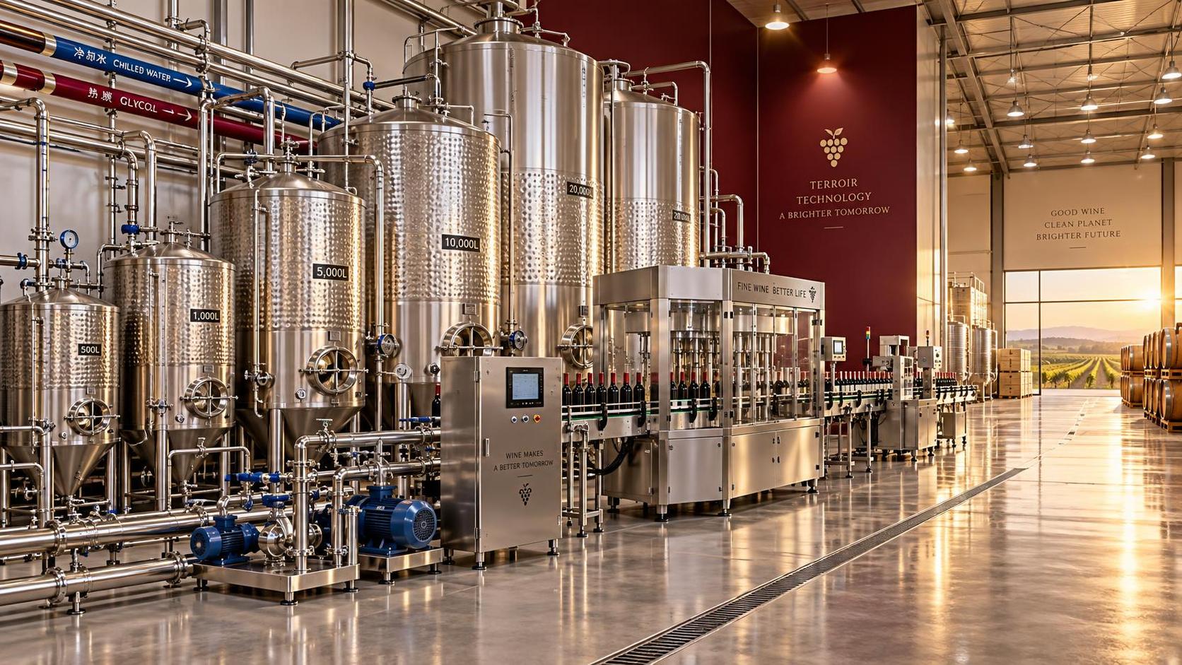 Wie viel kostet eine komplette Weinproduktionslinie bei steigender Kapazität?