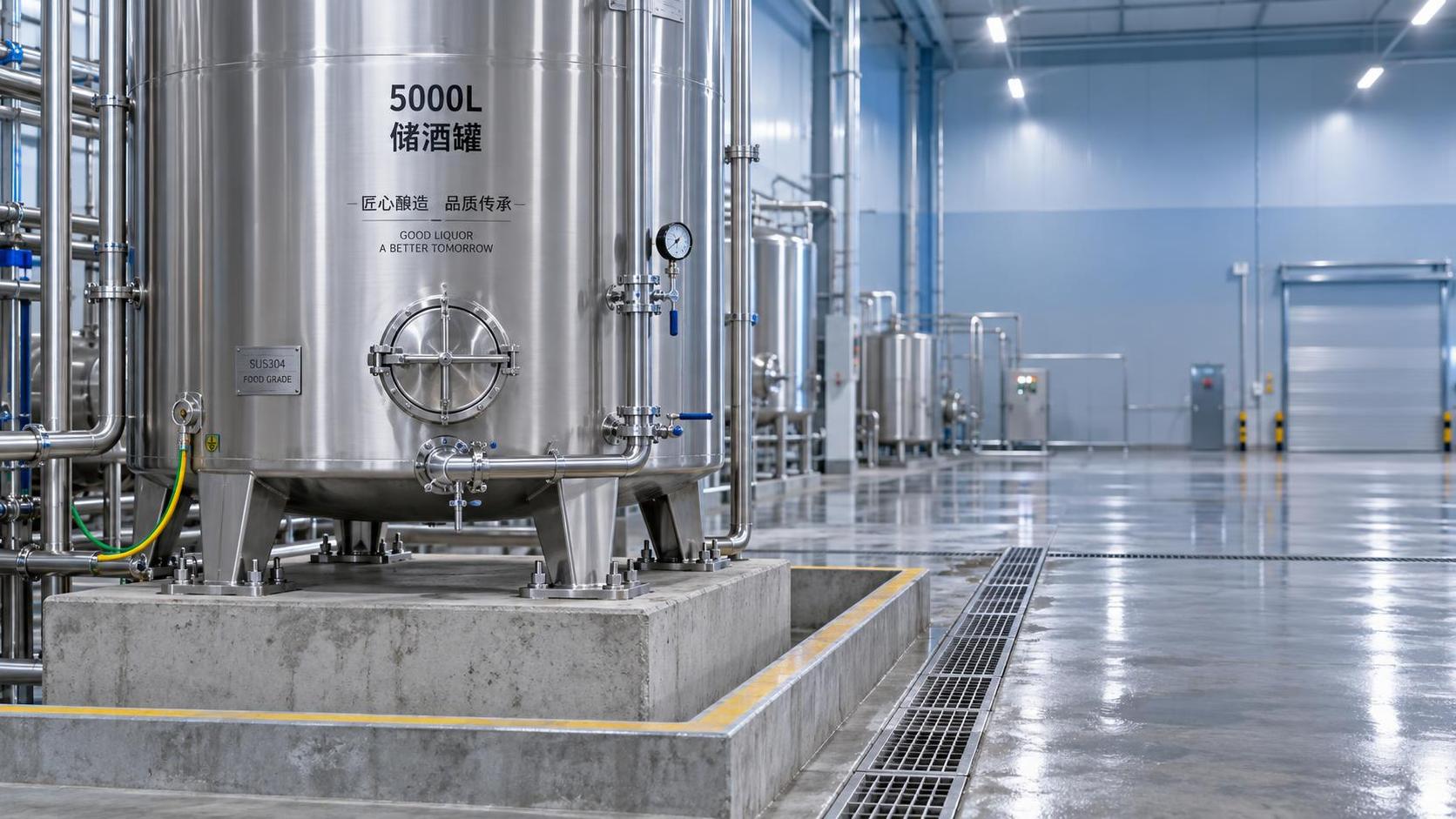Can a 5000L liquor storage tank be installed on an existing floor