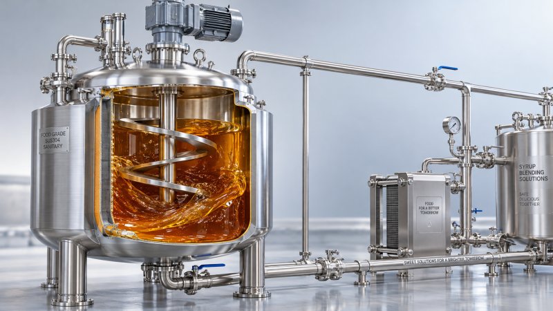 Choosing a Mixing Tank Agitator for High-Viscosity Beverage Syrups Een roerwerk kiezen voor een mengtank voor stroperige dranksiropen