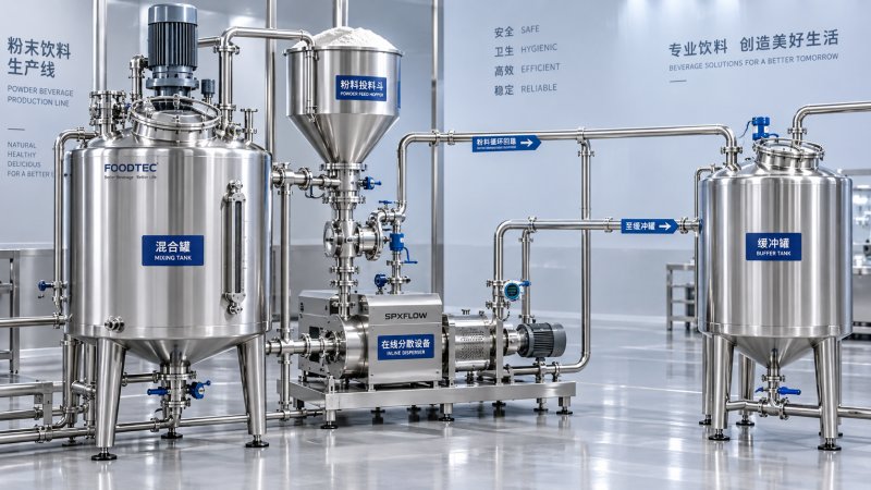 Integrating a Mixing Tank into a Powder-Based Beverage Production Line Integration eines Mischtanks in eine Produktionslinie für Getränkepulver