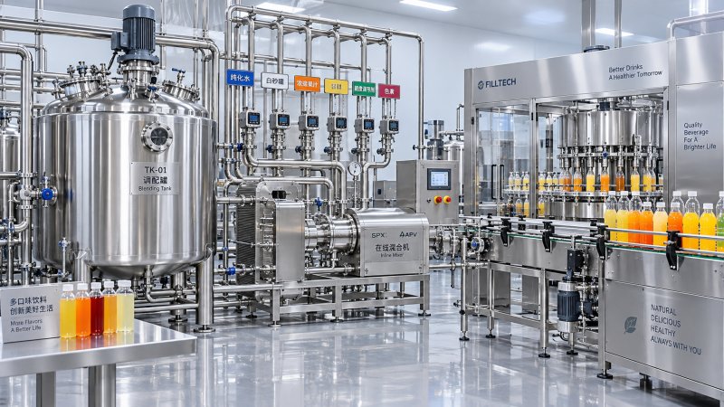 Serbatoio di miscelazione batch o miscelatore in linea per linee di bevande con più gusti?