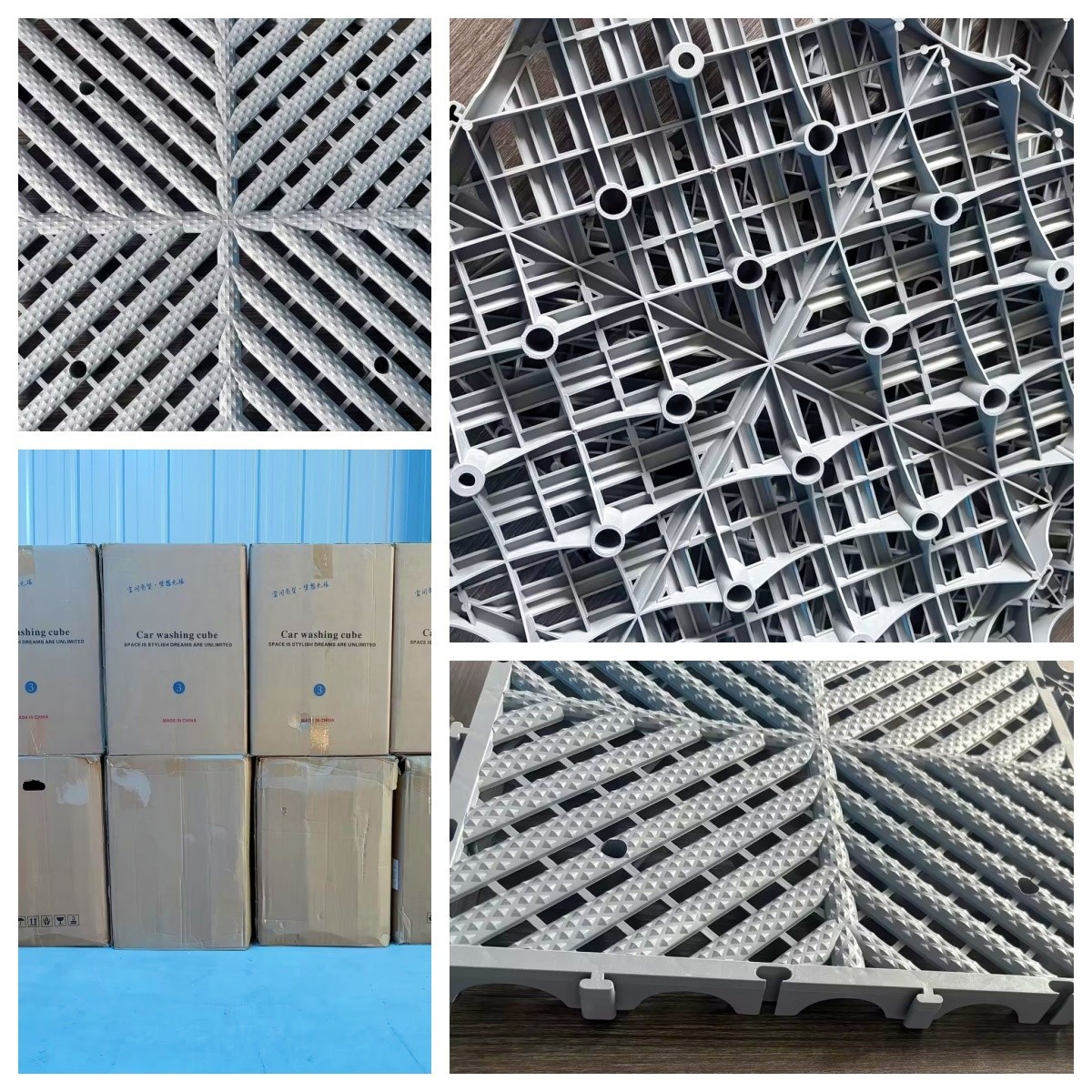 Dalles de sol en PVC emboîtables pour station de lavage, antidérapantes et drainantes