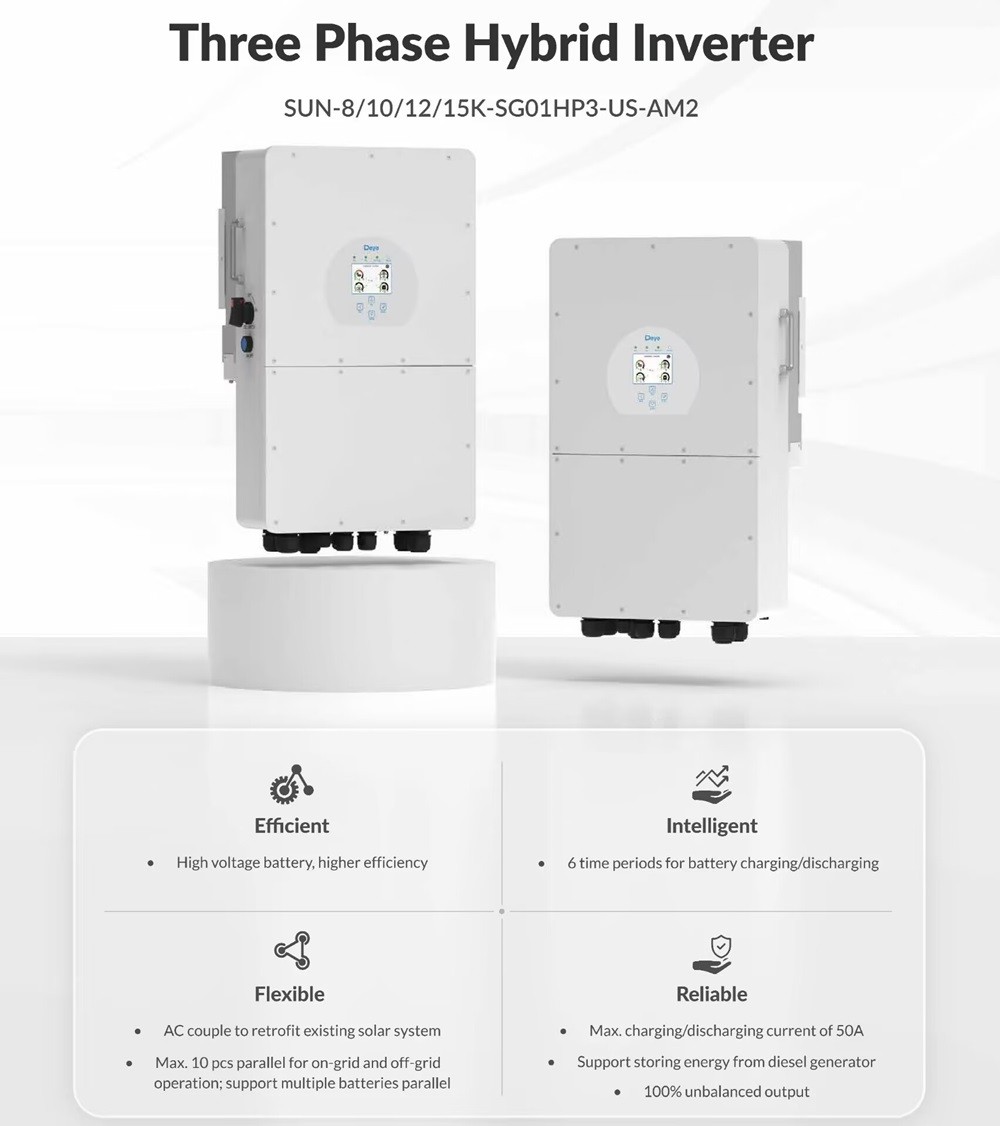 8KW 10KW 12KW 15KW Deye Hybrid Inverter 3 Phase For North America