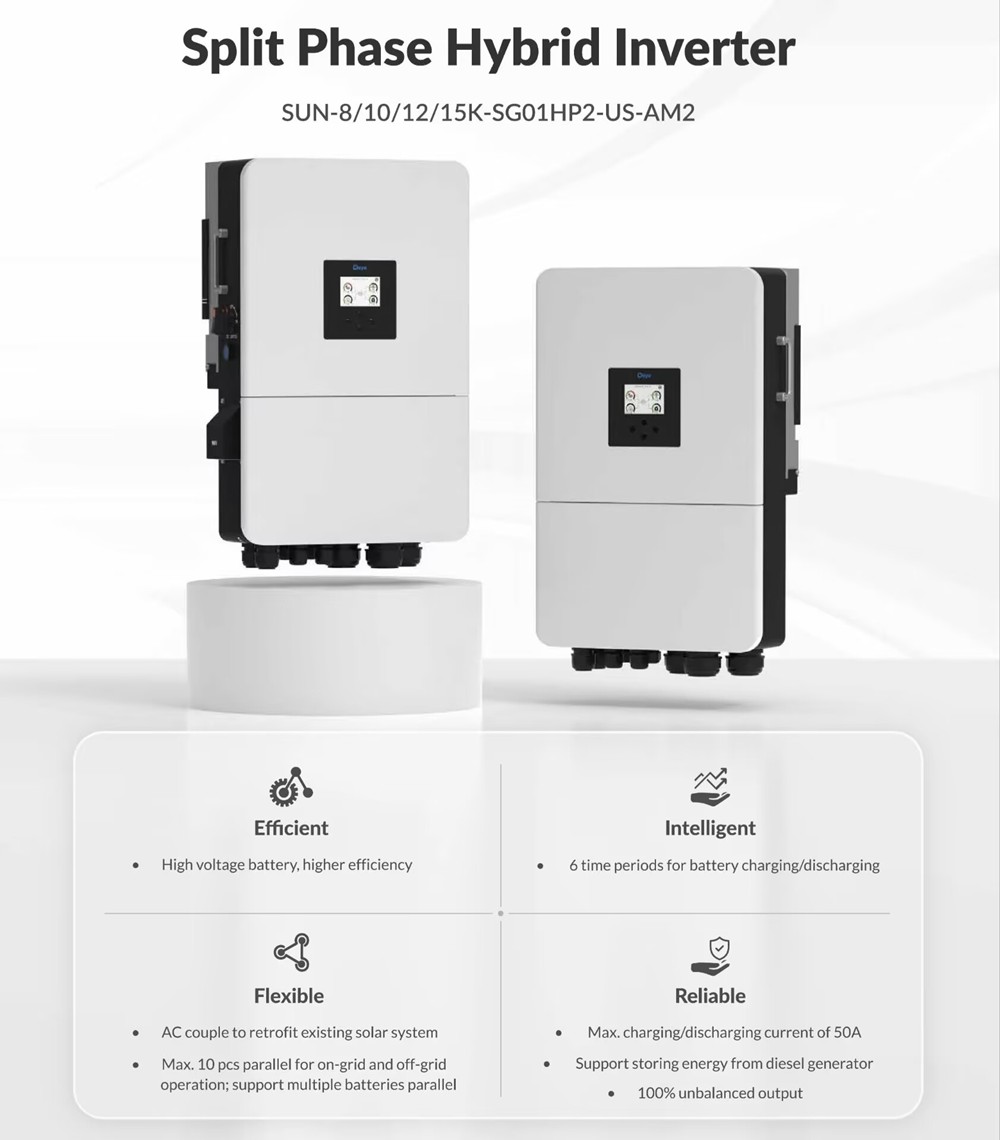 8KW 10KW 12KW 15KW Deye Hybrid Inverter Single Phase For North America